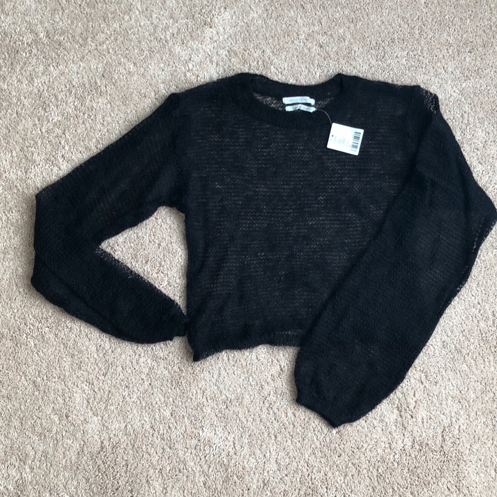 Urban Outfitters black mesh Wool blend top